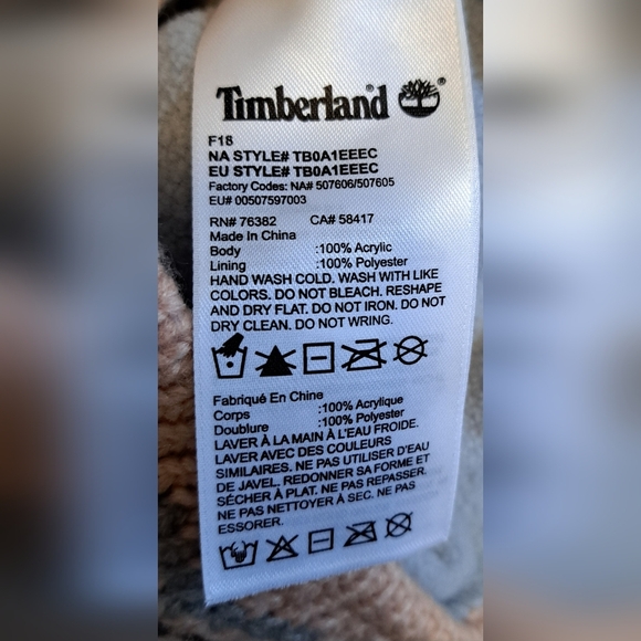 Timberland Fuzzy Pink Neutral Boho Winter Warm Beanie Hat w/ Big PomPom - Picture 6 of 6